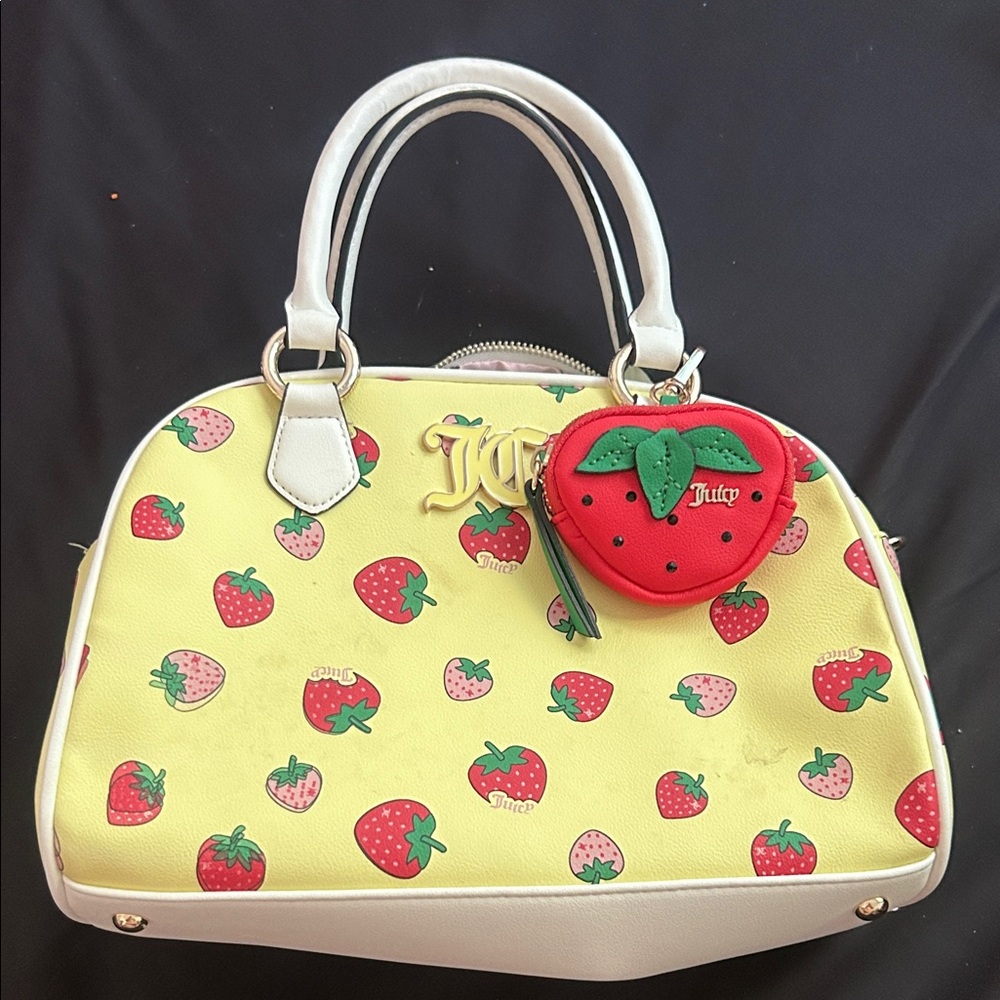 Juicy Couture Yellow Bag with Strawberry Design